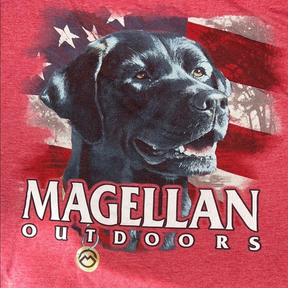 Magellan Outdoors Men's Heather Red Tee Dog Flag XXl